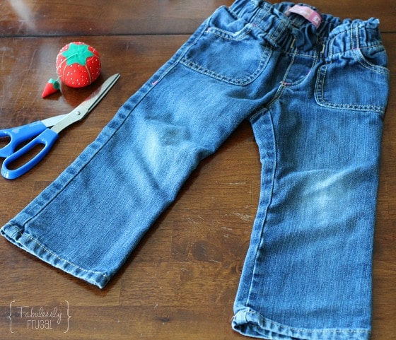 Supplies to cut jeans into shorts