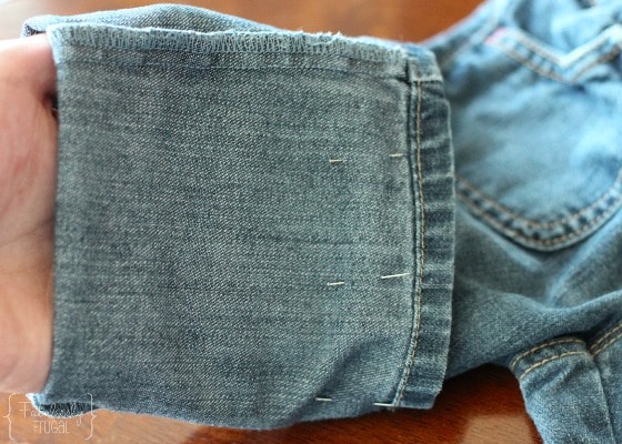 Toddler jeans to shorts while keeping the original hem