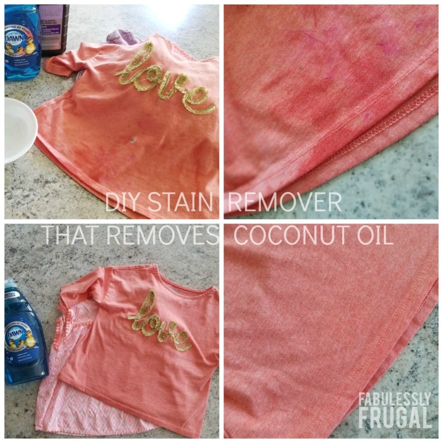 Homemade Stain Remover that will get rid of a coconut oil stain