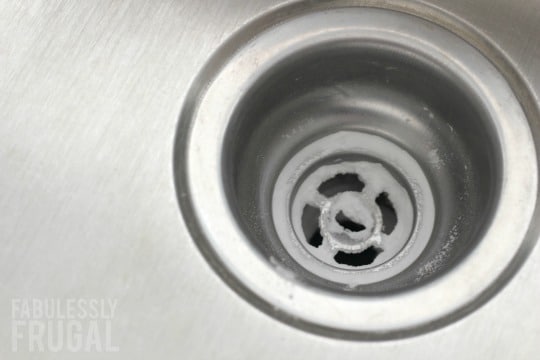 Drain with baking soda on it