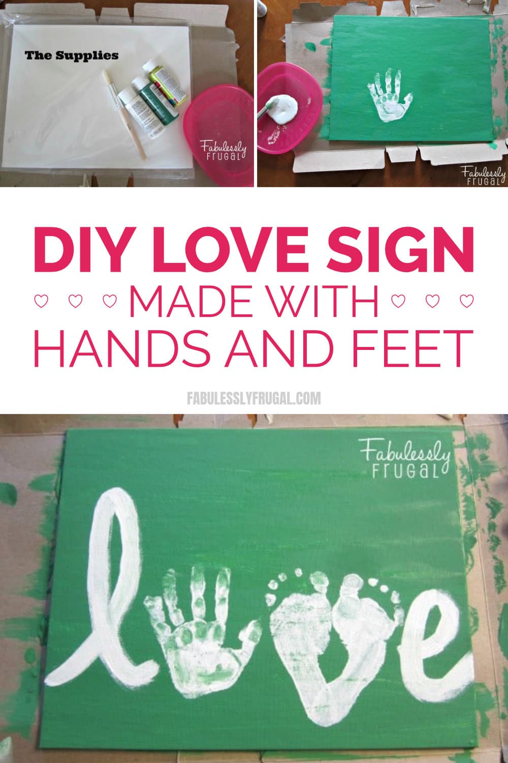 DIY love sign with hands and feet