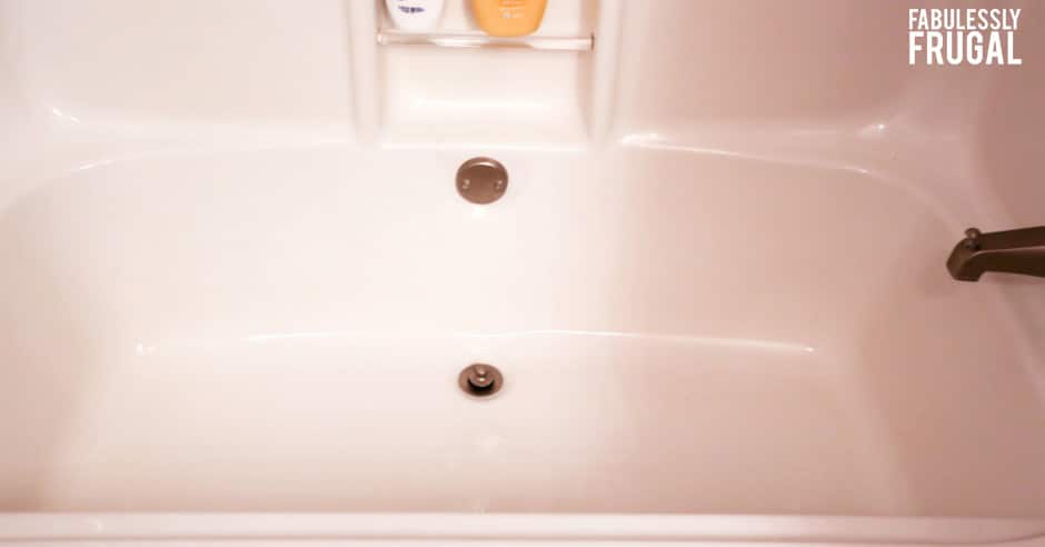 Using DIY shower cleaner in bath tub