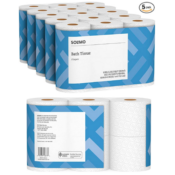 Amazon: 30 Count Solimo (Amazon Brand) 2-Ply Toilet Paper, 350 Sheets Per...