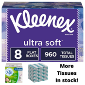 Amazon: HUGE List of In Stock Tissues! 8 Boxes of 120 Kleenex Ultra Soft...