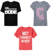 The Childrens Place: Boys & Girls Graphic Tees $3.99 (Reg. $10.50) + Free...