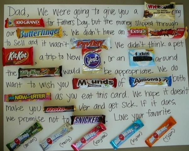 Father's day poster with candy bars