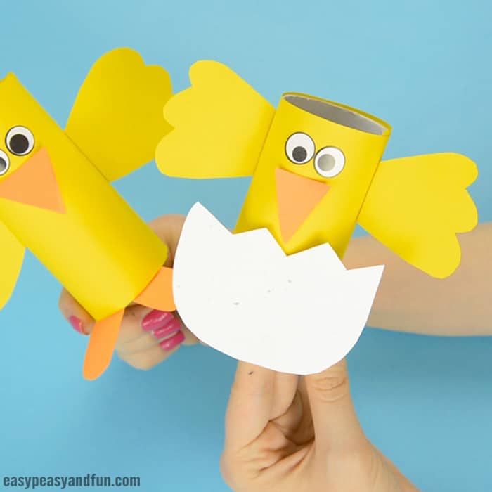 Chick paper roll craft for kids