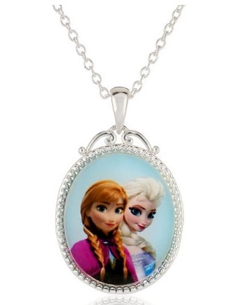 Disney Girls Frozen Silver-Plated Anna and Elsa Pendant Necklace, 18 (343x439)
