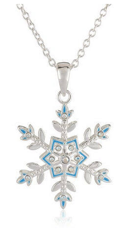 Disney Girls Frozen Silver-Plated Crystal Snowflake Pendant Necklace, 18