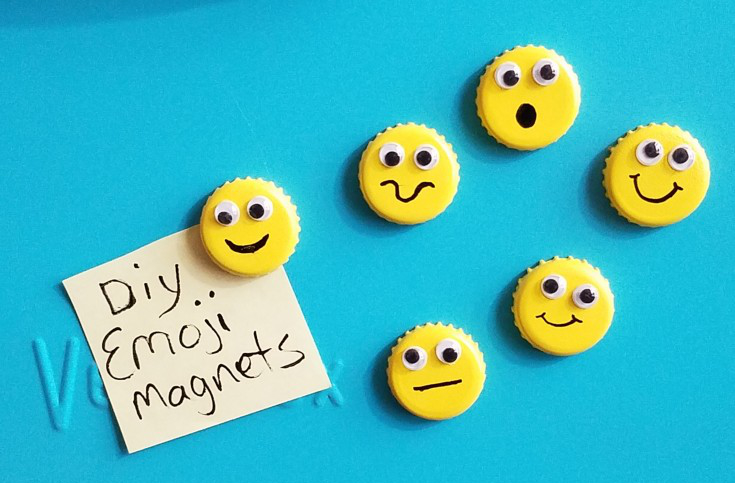 Emoji magnets on fridge