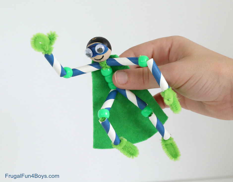 Superhero made from pipe cleaners and straws