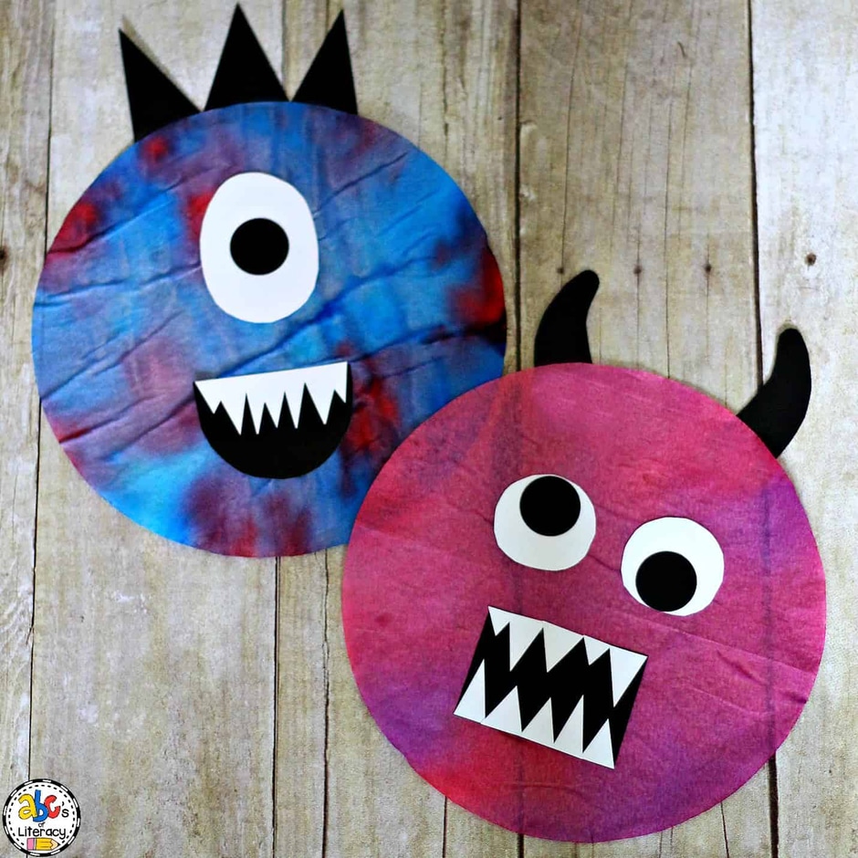 Two multi-colored monsters