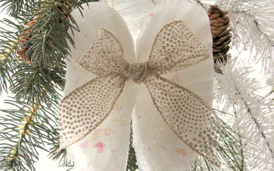 Angel wing ornament made from coffee filters