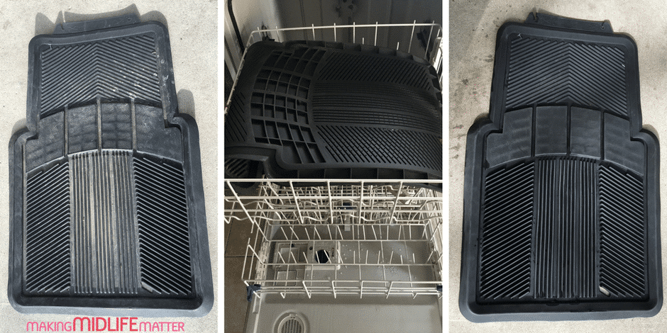 Cleaning car mats in a dishwasher