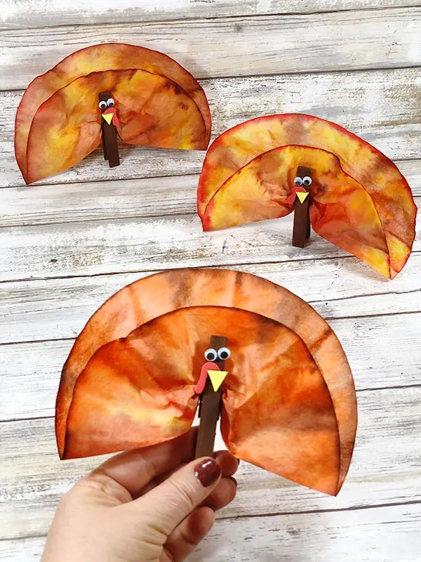 Coffee filter turkey craft for kids