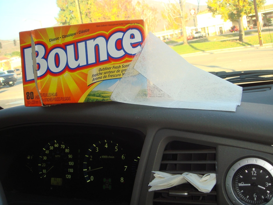 Dryer sheets in car