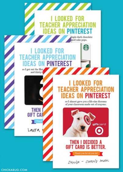 Gift cards for teachers