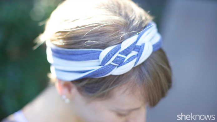 Blue and white nautical headband