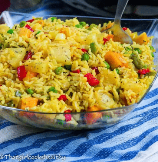 Colorful pineapple fried rice