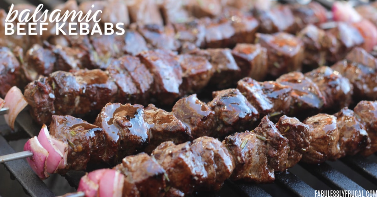 Beef kebabs on the grill