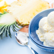 Bowl of pineapple ice cream