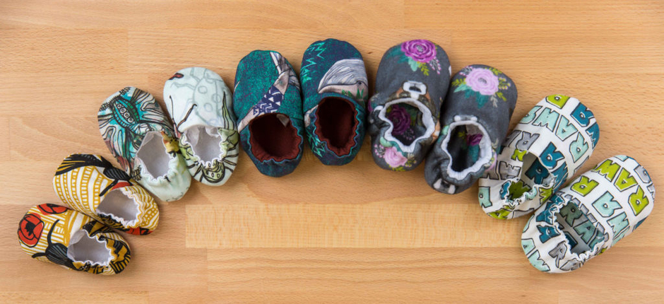 Mutliple pairs of different patterned baby shoes