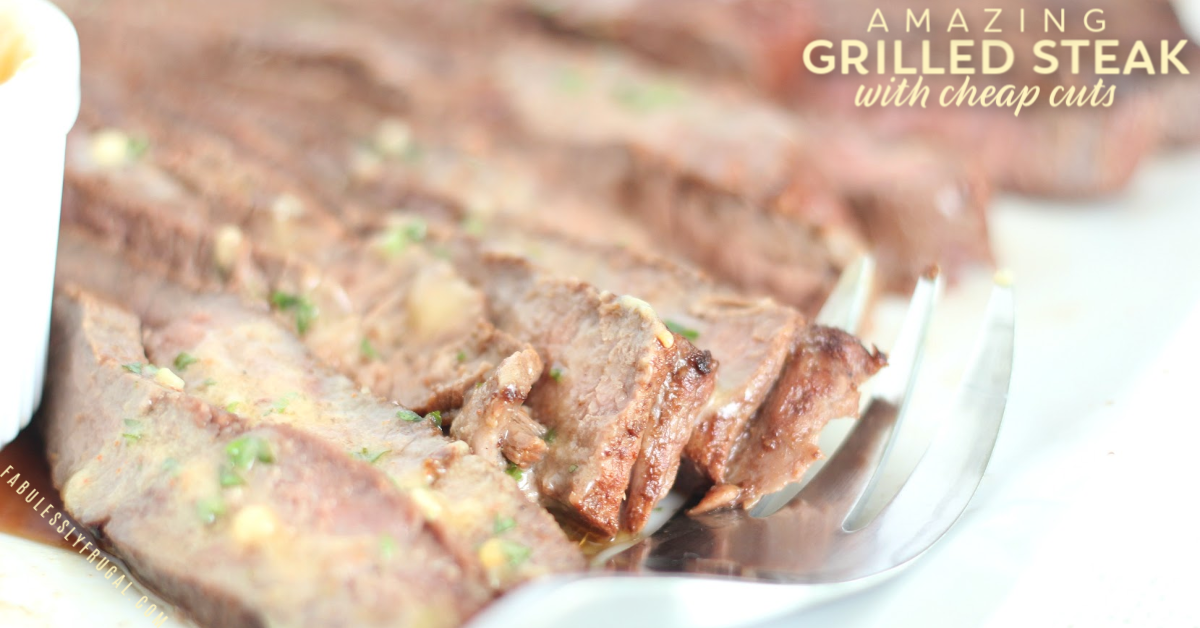 Thin slices of steak covered in cowboy butter