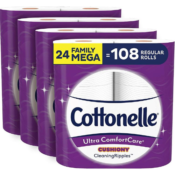 Amazon: 24 Mega Rolls Cottonelle Ultra ComfortCare Soft Toilet Paper as...