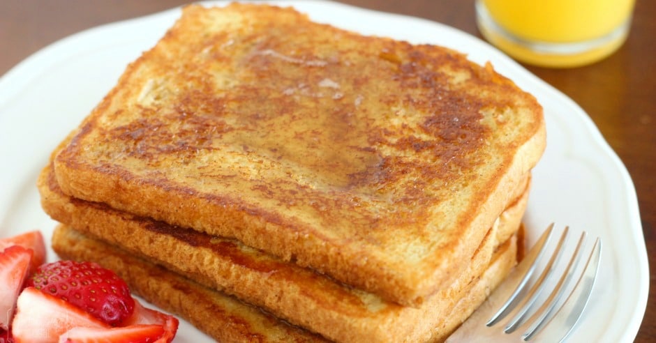 Stack of french toast with strawberries