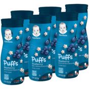 Amazon Prime: 6 Count Gerber Graduates Puffs Cereal Snack, Blueberry as...