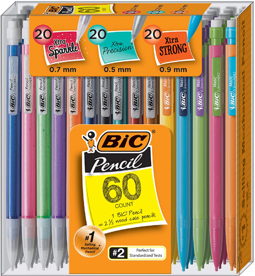 Amazon 60Count BIC Mechanical Pencil Variety Pack, Assorted Size 7.