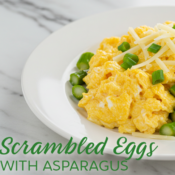 fluffy scrambled eggs with asparagus