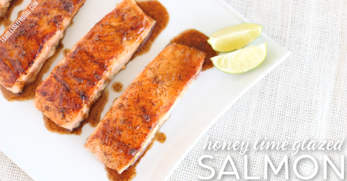 Honey glazed salmon fillets with a lime
