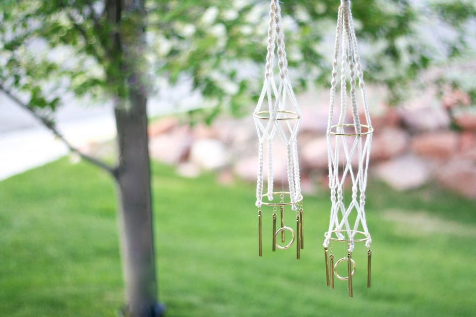 DIY wind chimes made from macrame 