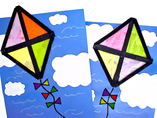 Tissue paper craft stick kites
