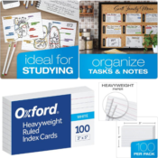Amazon: 100-Count Oxford Heavyweight Ruled Index Cards, 3″ x 5″ $1.69...