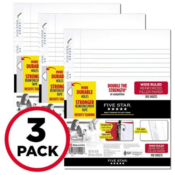 Amazon: 3-Pack Loose Leaf Paper, 3 Hole Punched, 100 Sheets $10.61 (Reg....