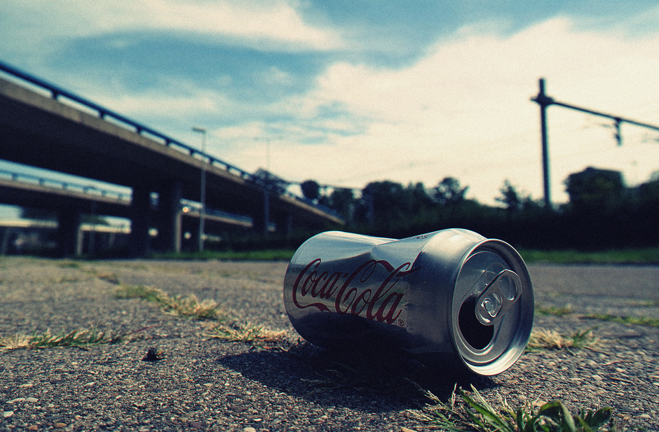 Diet soda can on a road