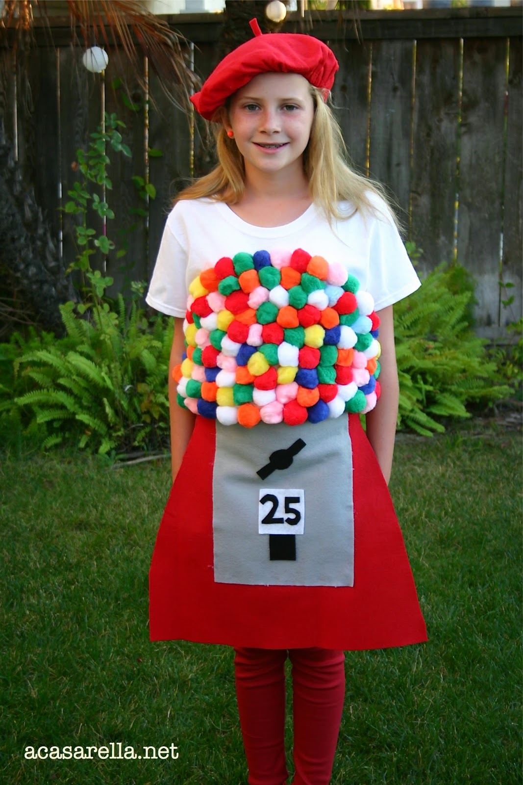 Super easy DIY costume! XL t-shirt, XL cami and a large bouncy ball!