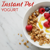 Yogurt with strawberries, blueberries, granola and honey