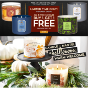 Bath & Body Works: All 3-Wick Candles Buy 1 Get 1 FREE!