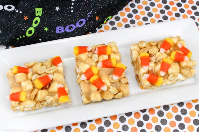 Peanut Butter And Candy Corn Marshmallow Bars