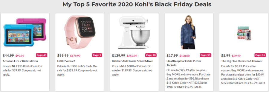 kohl's top 5 favorite black friday deals 2020