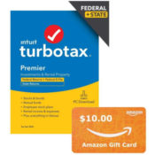 Today Only! Amazon: TurboTax Premier 2020 + $10 Amazon Gift Card Bundle...