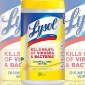 FOUR 80-Count Lysol Multi-Surface Disinfecting Wipes $3.63 (Reg. $8.90)...