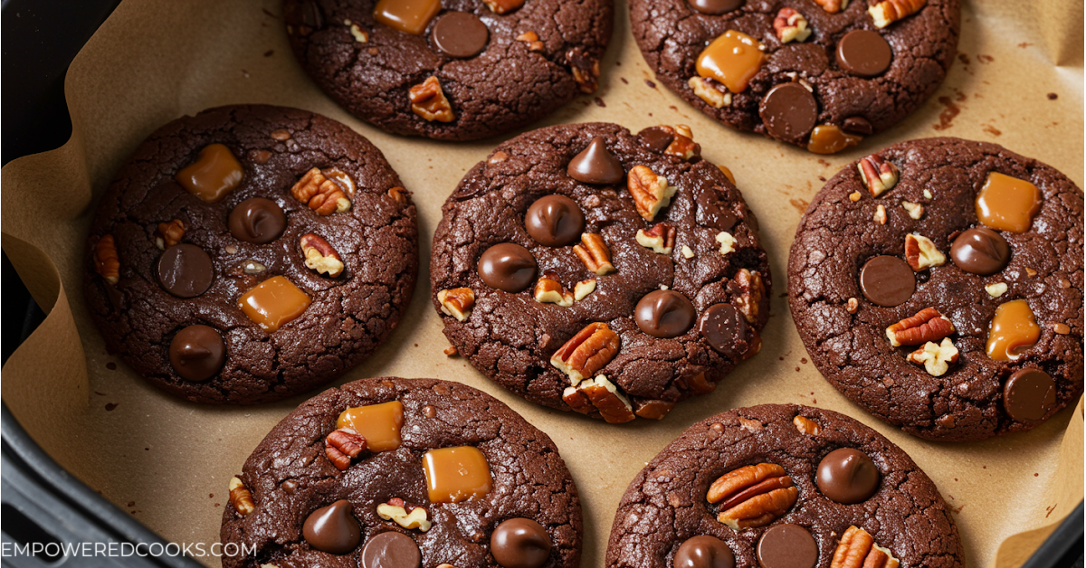 Air fried turtle brownie chocolate cookies