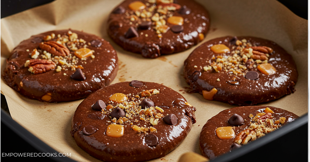 Scooping cookies into the air fryer