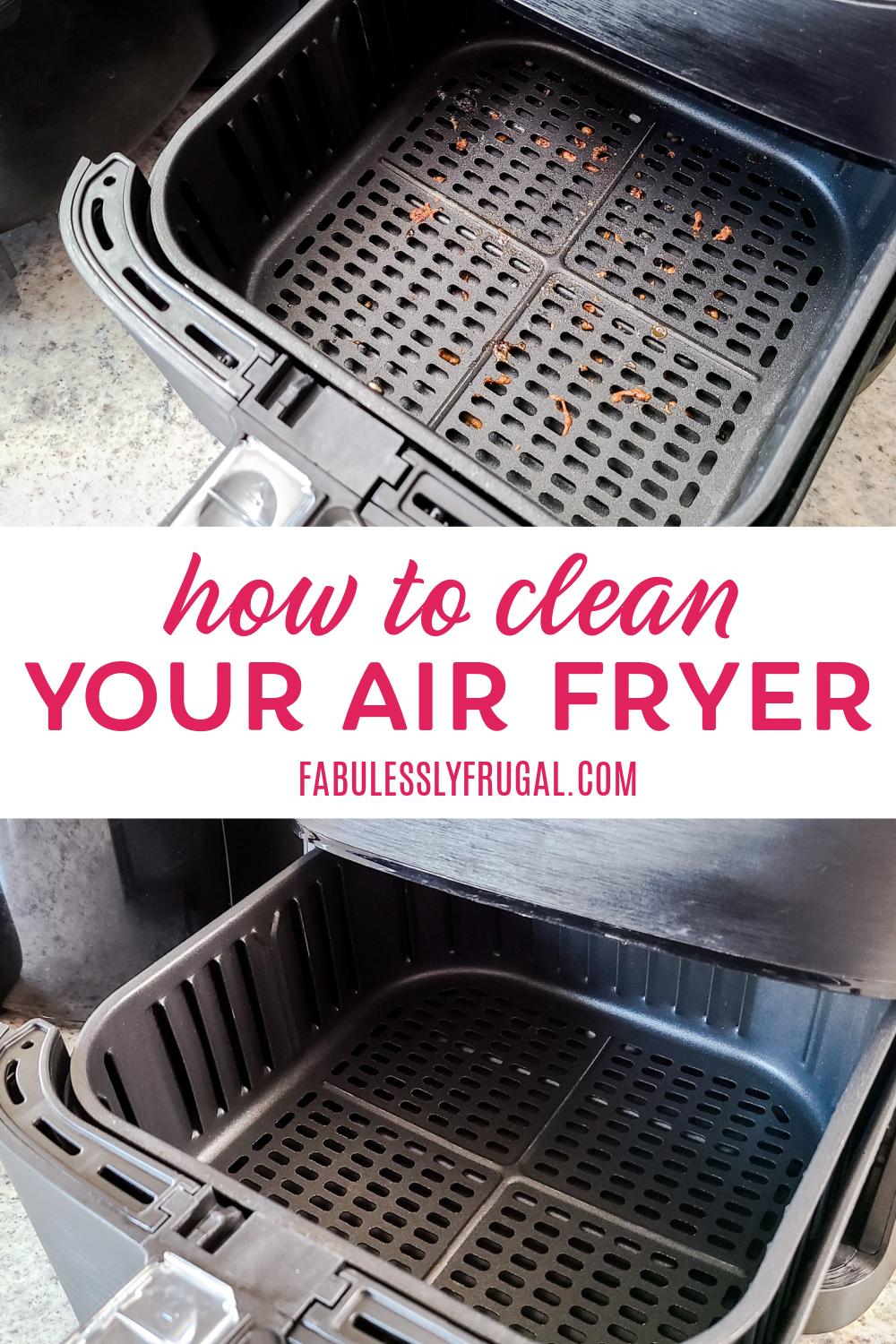 My quick and easy tip cleans grease out of an air fryer - there's no  scrubbing, you just need 4 ingredients