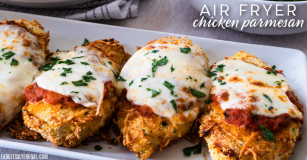 Your next go-to family meal is this beautiful, crunchy, and flavor-packed chicken parmesan made right in your air fryer!