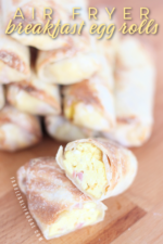 Air Fryer Breakfast Egg Rolls with egg, ham, and cheese